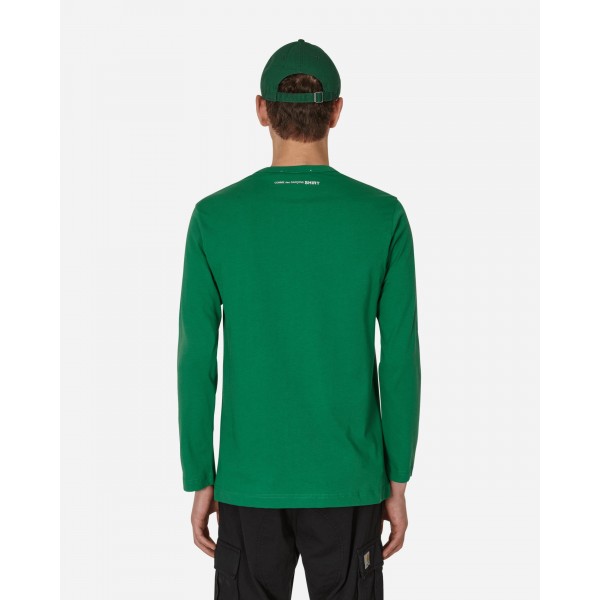 Maglietta Comme Des Garçons Shirt Rear Logo Longsleeve Verde