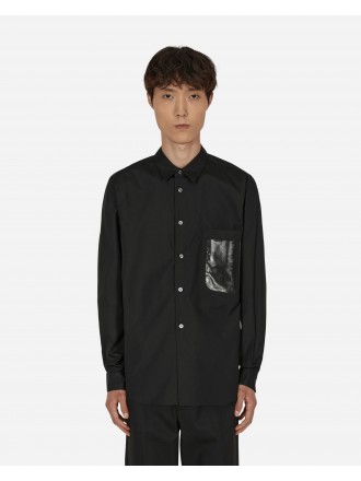 Comme Des Garçons Camicia nera con patch in tarpaulin di cotone nero