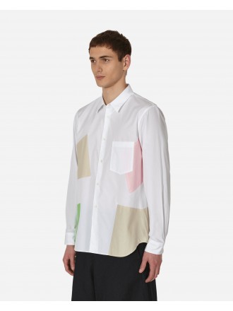 Comme Des Garçons Homme Plus Camicia patchwork a maniche lunghe bianca / Multicolore