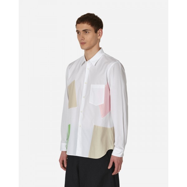 Comme Des Garçons Homme Plus Camicia patchwork a maniche lunghe bianca / Multicolore