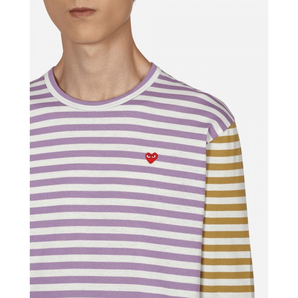 Maglietta a maniche lunghe Comme Des Garçons Play Bi-Color Stripe Viola