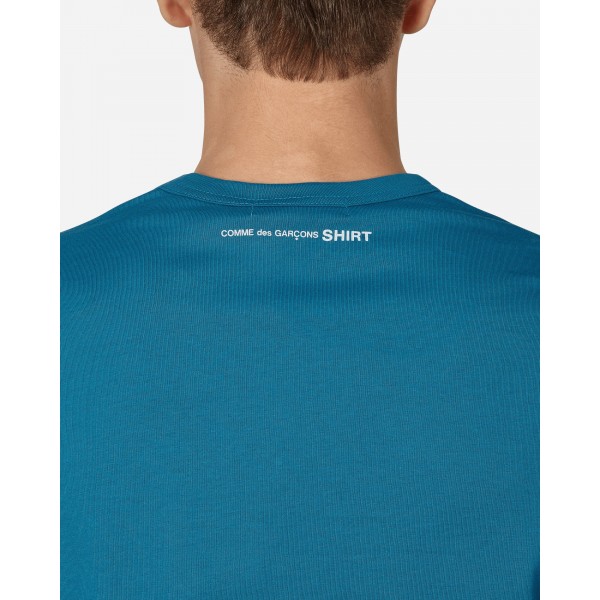 Comme Des Garçons Shirt Maglietta Rear Logo Blu