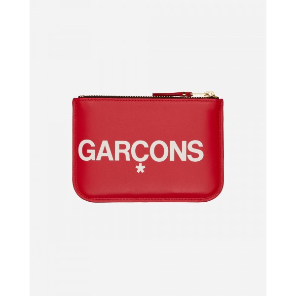 Comme Des Garçons Portafoglio Huge Logo Zip Pouch Rosso