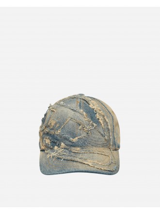 Cappello da baseball in denim distrutto Diesel Blu