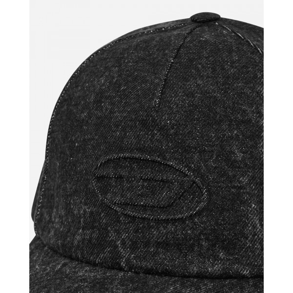 Cappello da baseball Diesel in denim lavato nero