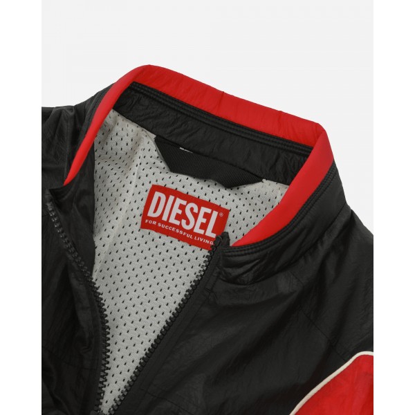 Diesel Giacca in nylon con dettagli a contrasto Nero