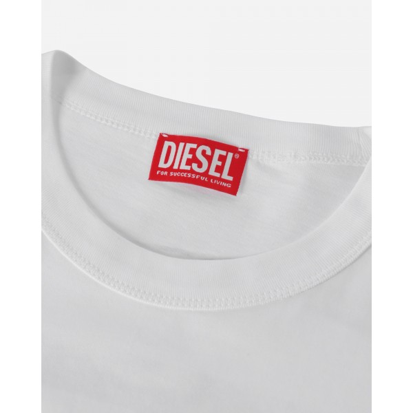 Maglietta Diesel Planet Logo Print Bianco