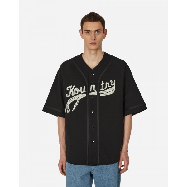 KAPITAL 16/ - Camicia da baseball in jersey denso (Bone) Nero
