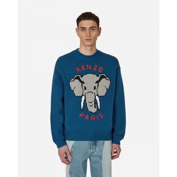 KENZO Paris Elephant Maglione di lana blu