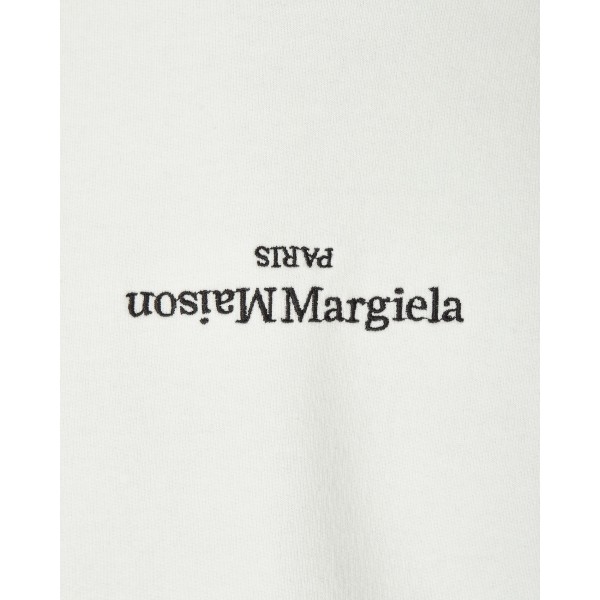Felpa con cappuccio Maison Margiela Reversed Logo Bianco sporco
