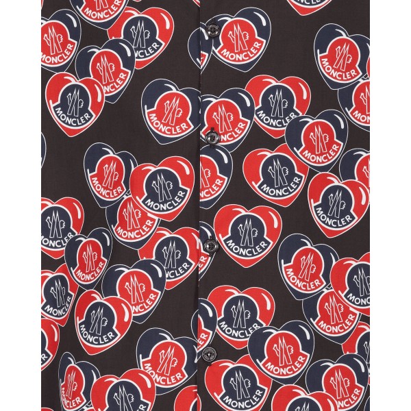 Moncler Camicia in cotone stampato nero / rosso