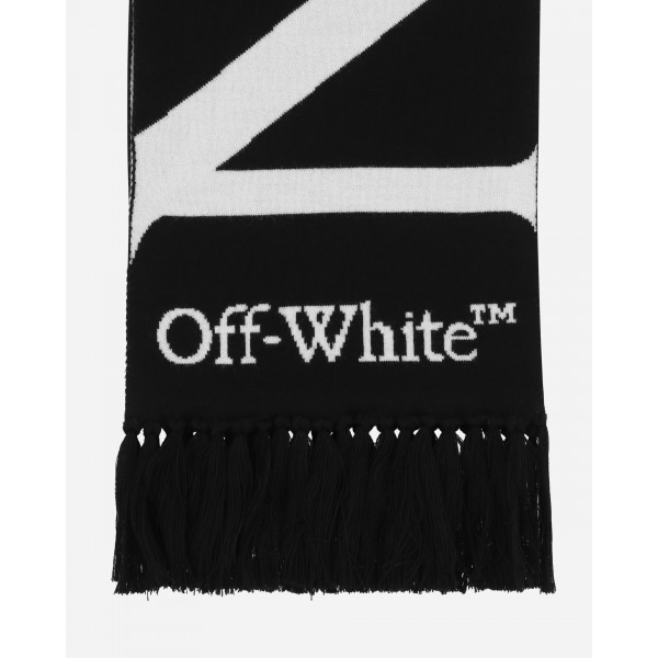 Off-White No Offence Sciarpa in maglia reversibile Nero / Avorio