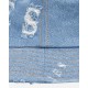 Tommy Jeans Logo Aries Cappello a Secchiello in Denim Distrutto Lavorato Blu
